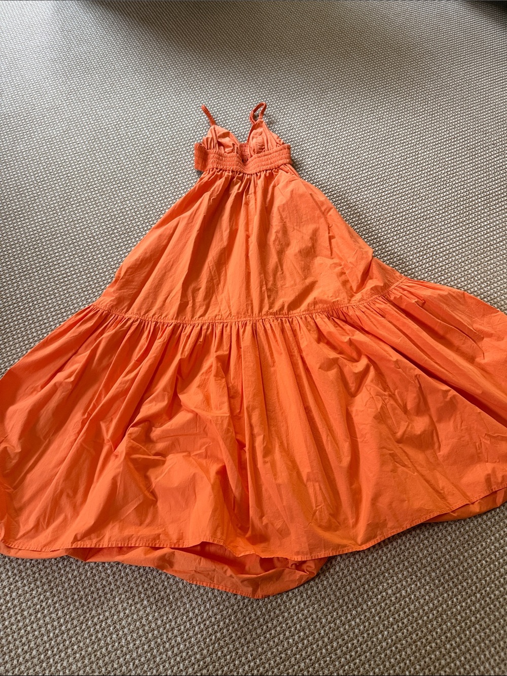 A.L.C. Bright Orange Smocked Sundress